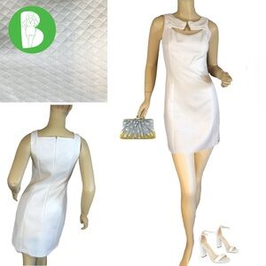 WAGGON PARIS WHITE QUILTED SHEATH DRESS (S/36)